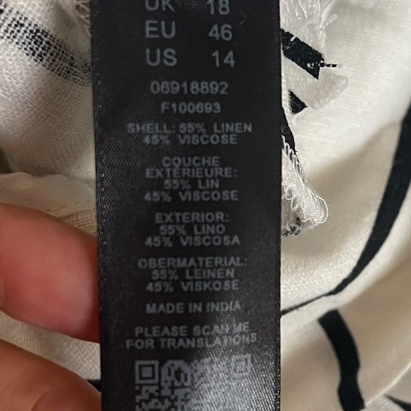 ASOS Linen Blend Paperbag Tie Waist Straight Leg Pants Size 14 Striped - Picture 11 of 11